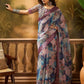 Purple Multi-Color Geometric Linen Cotton Saree
