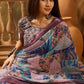Purple Multi-Color Geometric Linen Cotton Saree