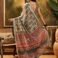 Sage Floral Ethnic Linen Cotton Saree