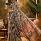 Sage Floral Ethnic Linen Cotton Saree