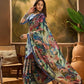 Elegant Blue Floral Digital Print Saree