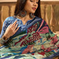 Elegant Blue Floral Digital Print Saree