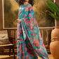 Sky Blue Floral Digital Print Sare
