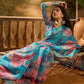 Sky Blue Floral Digital Print Sare