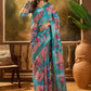 Sky Blue Floral Digital Print Sare
