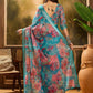 Sky Blue Floral Digital Print Sare