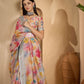 Elegant Pastel Floral Linen Cotton Saree