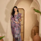 Lavender Leaf Digital Print Linen Cotton Saree