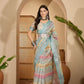 Earthy Abstract Digital Print Linen Cotton Saree
