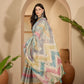Earthy Abstract Digital Print Linen Cotton Saree