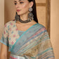 Earthy Abstract Digital Print Linen Cotton Saree