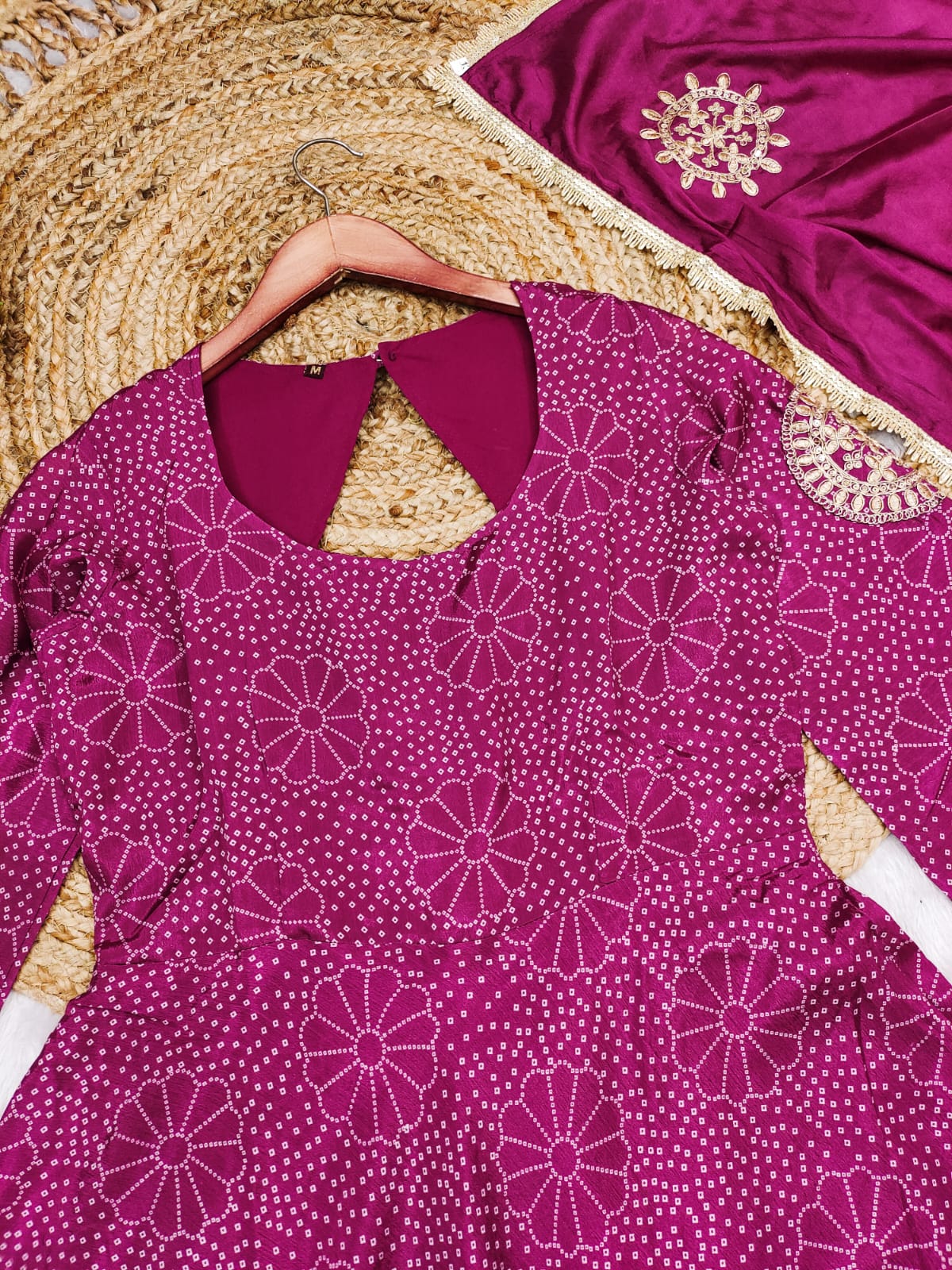 Graceful digital print gown with plazo dupatta✨