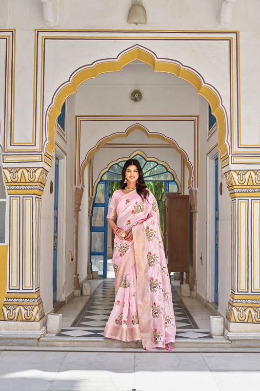 Pastel Pink Designer Digital Printed Saree