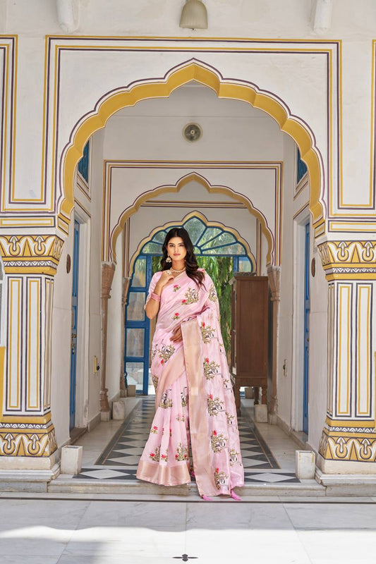 Pastel Pink Designer Digital Printed Saree