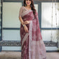 Premium Maroon Floral Linen Cotton Saree