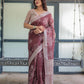 Premium Maroon Floral Linen Cotton Saree
