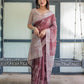 Premium Maroon Floral Linen Cotton Saree