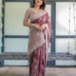 Premium Maroon Floral Linen Cotton Saree