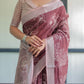 Premium Maroon Floral Linen Cotton Saree