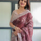 Premium Maroon Floral Linen Cotton Saree