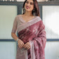 Premium Maroon Floral Linen Cotton Saree