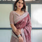 Premium Maroon Floral Linen Cotton Saree