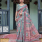 Premium Multi-Color Ethnic Print Linen Cotton Saree