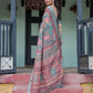 Premium Multi-Color Ethnic Print Linen Cotton Saree