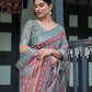 Premium Multi-Color Ethnic Print Linen Cotton Saree