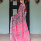 Premium Black & Pink Paisley Print Linen Cotton Saree