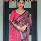 Premium Black & Pink Paisley Print Linen Cotton Saree